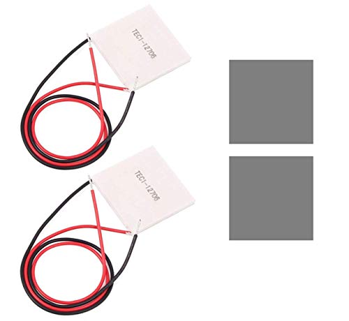 Youmile 2 pièces TEC1-12706 12V 6A 60W refroidisseur thermoélectrique module de plaque Peltier de refroidissement 40 x 40 mm réfrigération à semi-conducteur avec...