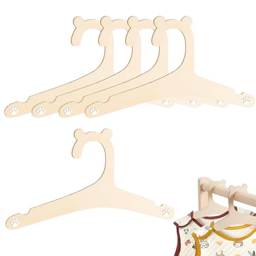 UIEXAY 5 Pezzi Appendini In Legno Per Bambini,Scaffale Per Vestiti Antiscivolo Durevole,Grucce Neonato,Regalo Per Il Nuovo Bambino (Legno)