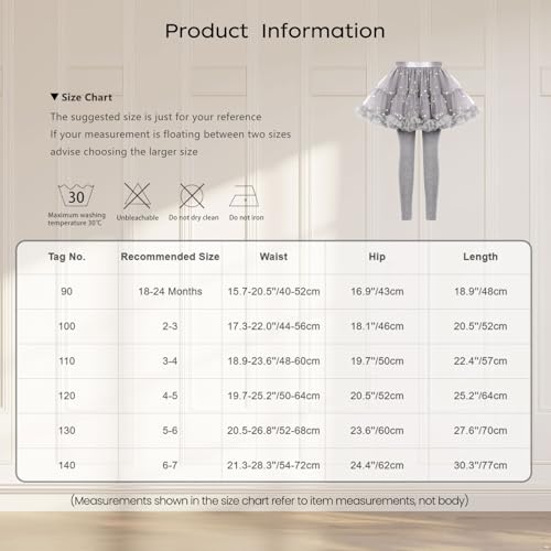 Sywiyi Kids Girls Leggings with Skirt Footless Pants Ruffle Twinkle Star Tulle Tutu Skirt Leggings 1-7 Years4