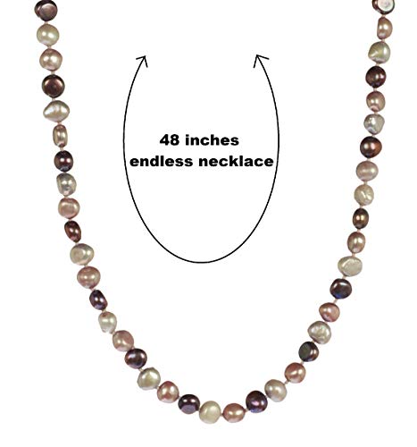 Multi-Tonal Dyed Baroque Freshwater Cultured Pearl Endless Necklaces 6-7 mm, 48"2