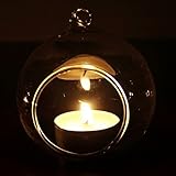 Angelduck Romantic Crystal Glass Hanging Candle Lantern, Candlestick Wedding Home Ornament (Dia 8cm)