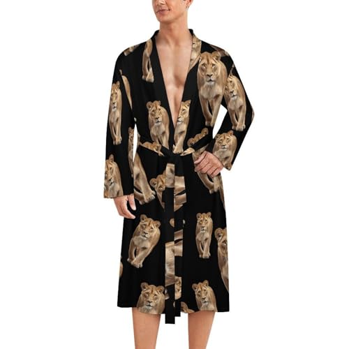 Albornoz de baño para playa y viajes Female Lion bata de longitud media ligera para hombre