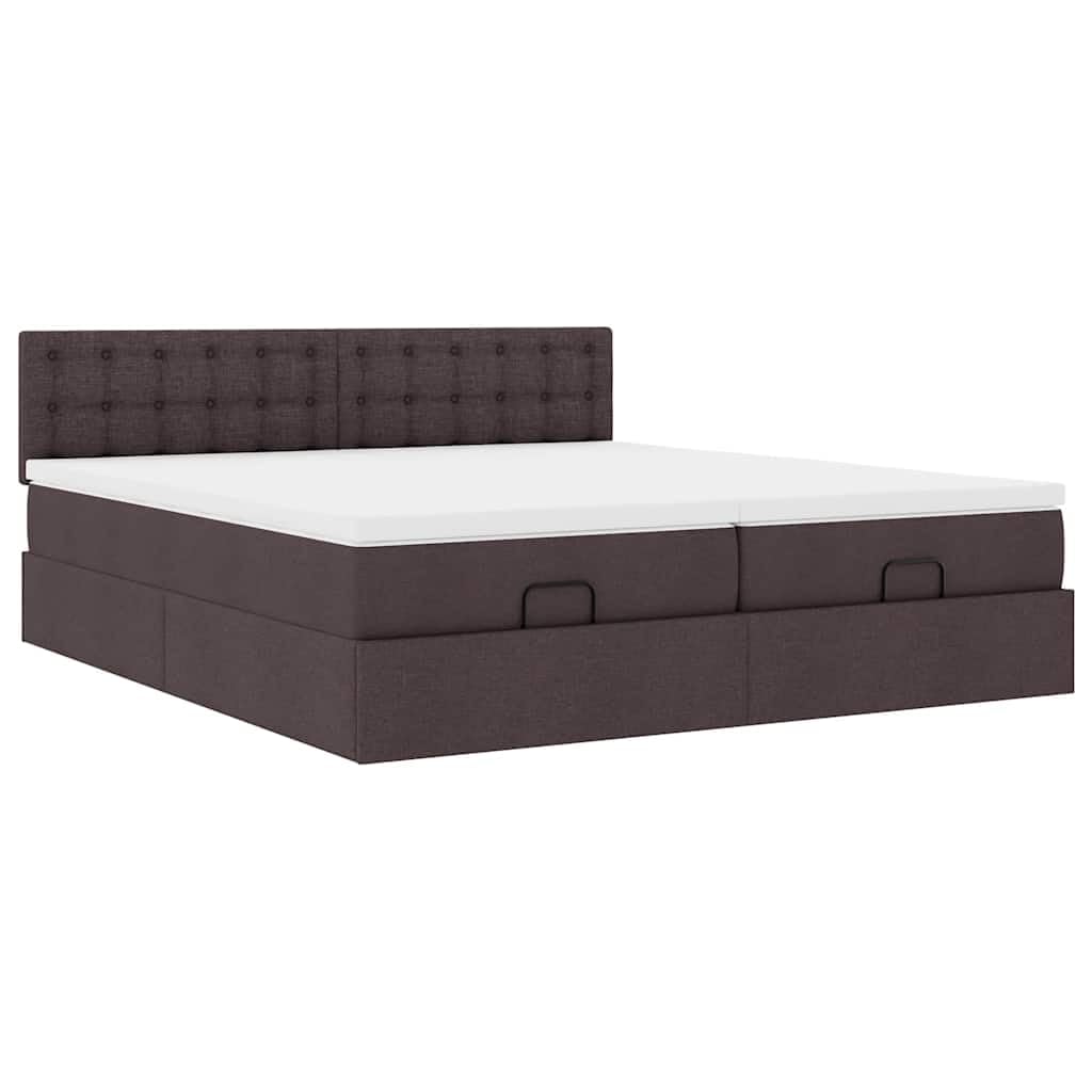 Ottoman Betten 180 x 200 cm, marrone scuro, spazio letto matrimoniale con materasso a molle insacchettate, 280 kg, robusto letto imbottito per camera da letto e camera degli ospiti