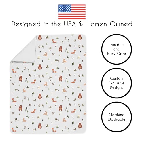 Image of Sweet Jojo Designs 5-Piece Toddler Bedding Set (Woodland Animals) for Girls & Boys, Kids incl. Bed in a Bag Comforter, Blanket, Pillowcase, Sham & Sheets (Sage Green, Watercolor, Forest Animal Friend)