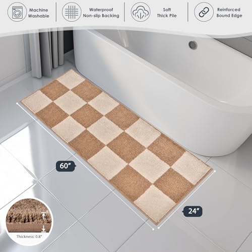 PURRUGS Bathroom Rug Non-Slip Machine Washable 24" x 60", Super Absorbent and Quick-Dry Bath Mat, Extra Soft and Plush Bath Rug for Shower, Bathtub and Sink, Beige & Grayish Brown by PURRUGS - Image 7