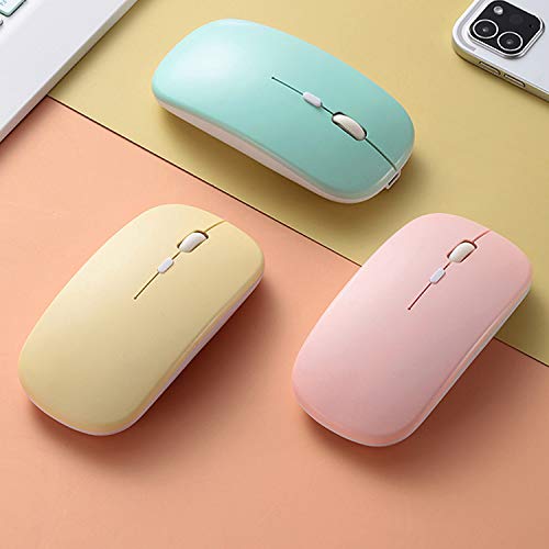 Bluetooth Mouse Compatible with Laptop MacBook iPad iPhone Android PC, Rechargeable Mini Silent Mouse for Windows Linux, 3 DPI Adjustable Bluetooth Ergonomic Mouse (Pink)