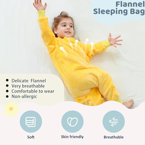Image of MICHLEY Flannel Sleeping Sack,Baby Sleeping Bag Wearable Blankets 9M-6Y | Toddler Clothes,Unisex Pajamas, Long Sleeve,Zipper, For Autumn Winter,Suitable Girls And Boys,Warm & Breathable