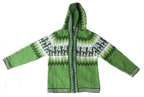 Unisex Child Hooded Inca Cardigan Alpaca Design Alpaca Wool