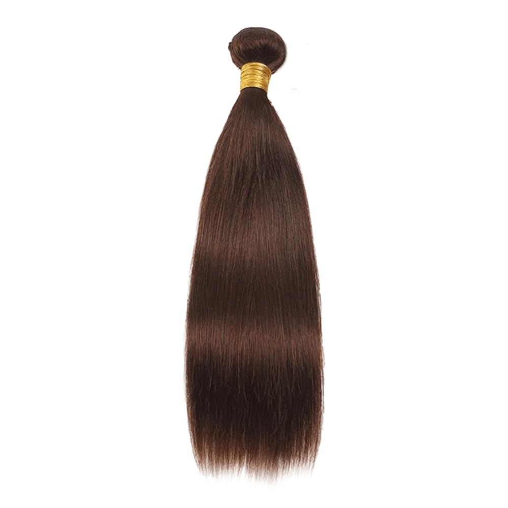 Color 4 Bundles Brown Straight Human Hair Bundle 8A Grade Chocolate Brown 1 Bundle 12 Inch Color 4 Straight Bundles Human Hair Double Weft Extensions