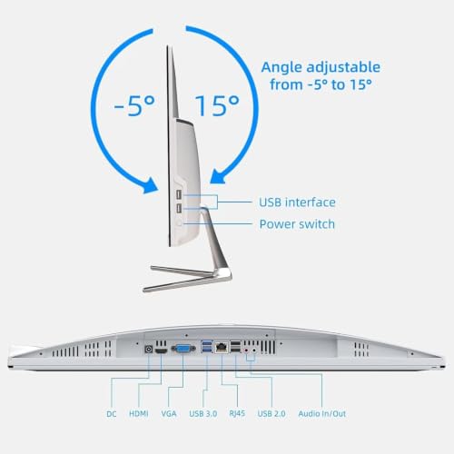 Image of All-in-One Desktop Computer 24 inch FHD Display Intel Core i7 up to 4.0GHz 16GB RAM 512GB SSD Windows 10,White