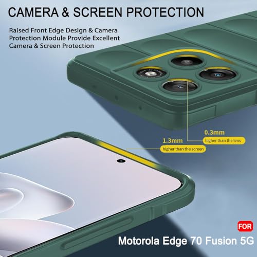 Image of TheGiftKart Liquid Silicon Back Cover Case for Motorola Moto Edge 70 Fusion 5G | ShockProof Military Grade Protection | Micro-Fibre Cloth On Inner Side | Built-In Anti-Slip Grip Back Case (TPU, Green)