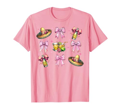 Cinco de Mayo Coquette Bow Fiesta Mexicano México Tequila Hat Camiseta