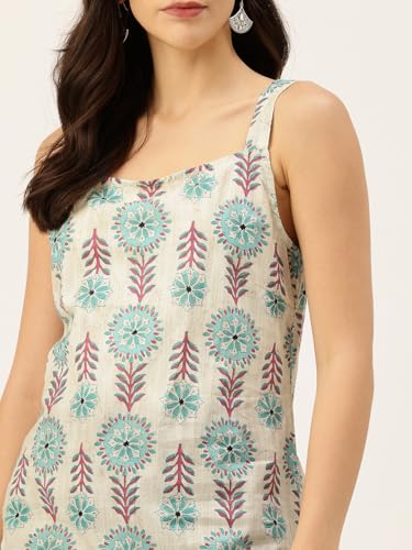 Image of feranoid Women's Printed Sleeveless Short Kurti with Stylish Neck, Backless Design & Side Slits (XS-XL)