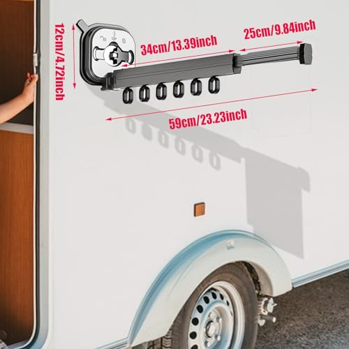 luolety Tragbarer Wohnmobil-Wäscheständer, vielseitiger Aluminium-RV-Leiter, Kleiderständer, platzsparend...