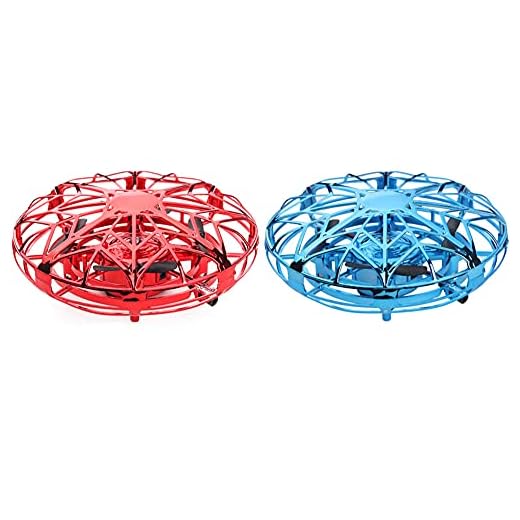 2pcs Mini UFO Flying Toys, Hand Operated Drone for Kids Adults, Hand-Controlled Helicopter Toy, Infrared Induction Indoor Helicopter with 360° Rotating, USB Rechargeable, Best gift for Boys Toddlers