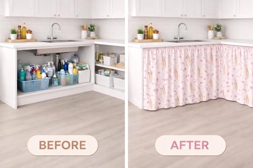 Image of Barebeauty Premium Printed Kitchen Sink Curtain | Kitchen Under Sink Curtain | Decorative Cabinet Cover | Washable & Dustproof | Modern Curtain (2, Design-4)