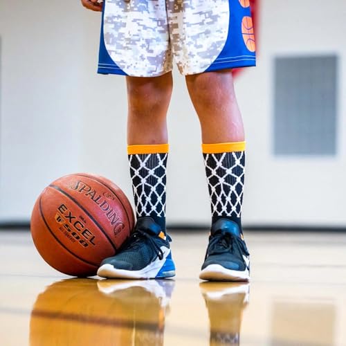 Image of ChalkTalkSPORTS Basketball Socks - Cushioned Mid-Calf Crew - Youth & Adult | Moisture-Wicking Performance Blend, Athletic Basketball Gear, Stay-Up Technology, Arch Support, Breathable, Boys and Men