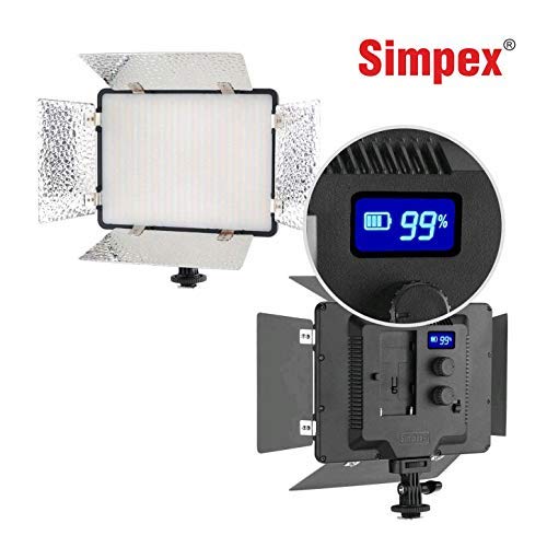 Image of Simpex LED 720 with Barndoor - Professional Ultra Slim, Dual Color LED Video Light with Battery and Charger Black