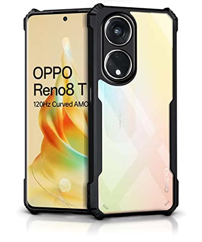 Image of WOW IMAGINE Shock Proof Clear Protective Back Case Cover for Oppo Reno 8T 5G - AirEDGE Technology | 360 Degree Camera Protection | Transparent Hybrid Back Case Mobile Cover - Earthy Black