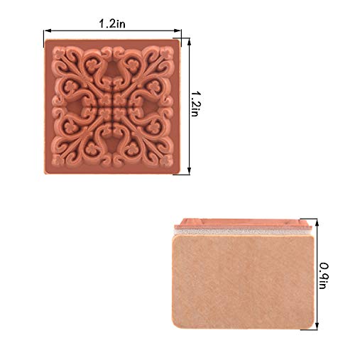 Wooden Square Floral Flower Pattern Rubber Stamp Set For Diy Craft Card Scrapbooking Crafts Designs With Different Patterns - 6 Pack #TOP1