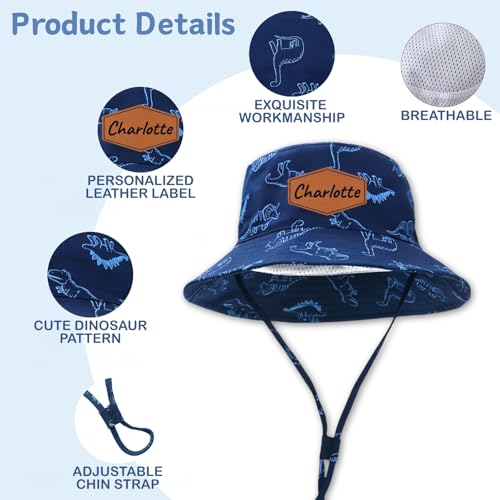 Personalized Dinosaur Baby Bucket Hat – Custom Name Toddler Sun Hat with Wide Brim, UPF 50+ Summer Hat for Boys & Girls3