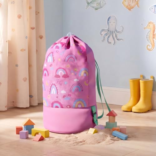 Extra Large Beach Sand Toy Bag with Drawstring 20" x 10" Rainbow Mesh - image 6