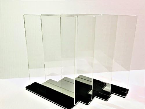 NPUS Ventures Acrylic Sign Holder: 8.5 x 11'', Double Sided, T Shaped with Stylish Jet-Black Cover - Great for Posting Signs, Menu Items, Pictures and Advertisement [4 Holders and 4 Sleeves]