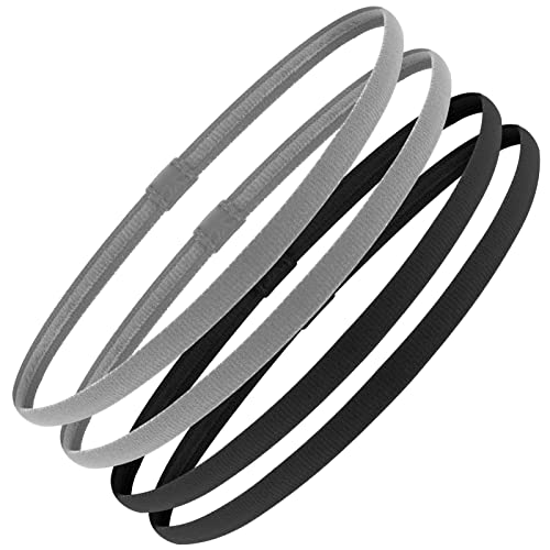 Sibba Workout Headbands Soccer Sports Athletic Hair Accessories 4 Pcs Elastic Tie Non Slip Grip Backing Headwear Running Softball Spa Adjustable Nylon Hairband Youth Women Toddler Girls Kids Teens #TOP7