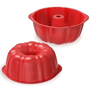 SILIVO 7 inch Silicone Bunt Cake Pans (2 Pack) – 6 Cup Nonstick Silicone Fluted Tube Pans for Baking for Cake, Brownie and Monkey Bread