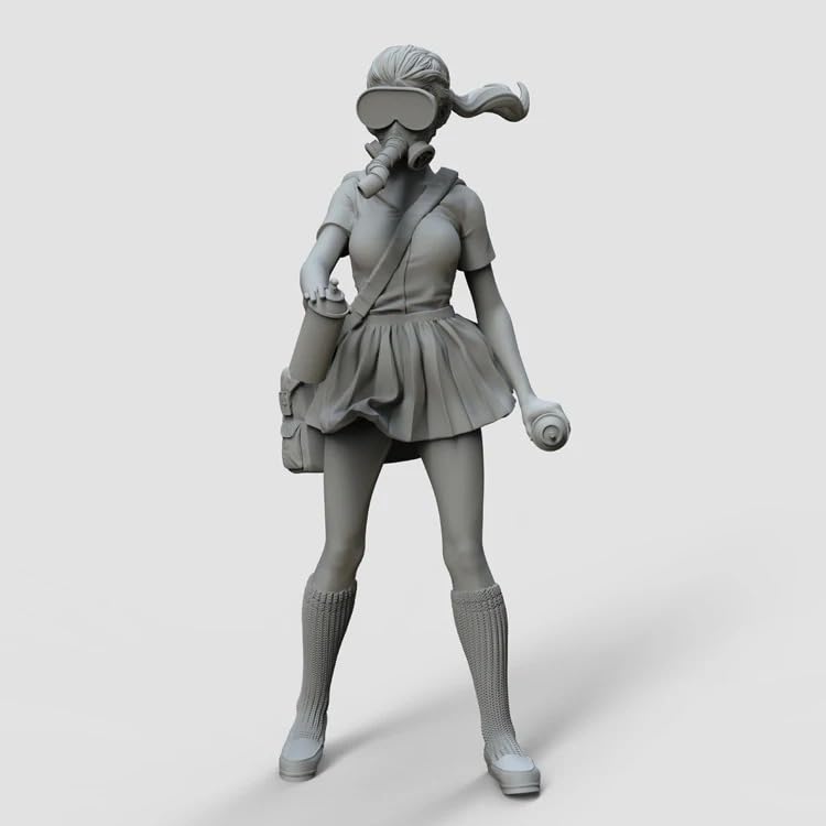 戦損Ver.★3Dレジン製フルコスチューム（マスクなし）未使用品 Amazon.co.jp: ミニチュア 女子高生 69mm 制服 ガスマスク 戦う