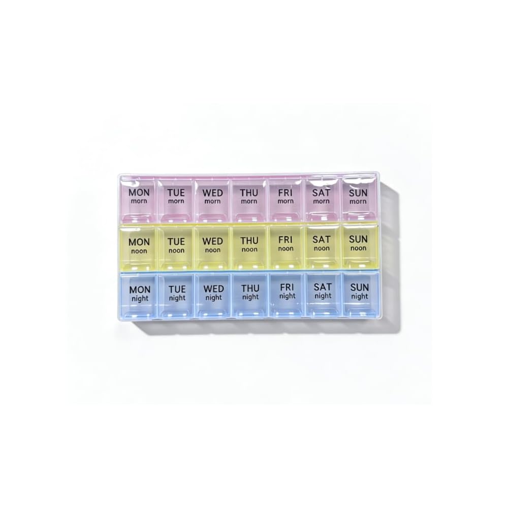Large Weekly Pill Organizer 3 Times A Day, Moisture-Proof 7 Day Pill Box, Travel Pill Cases Portable for Pills Vitamin Fish Oil Supplements,Medicine Cases