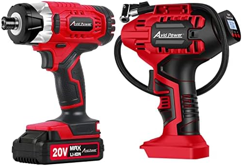 Avid Power Cordless Impact Driver Bundle with Tire Inflator Air Compressor