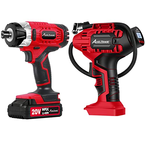 Avid Power Cordless Impact Driver Bundle With Tire Inflator Air Compressor #TOP3
