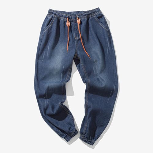 Denim Pants for Men Baggu Classic Casual Plus Size Jeans Pants Elastic Waist Drawstring Stretch Jorts with Pockets Streetwear2