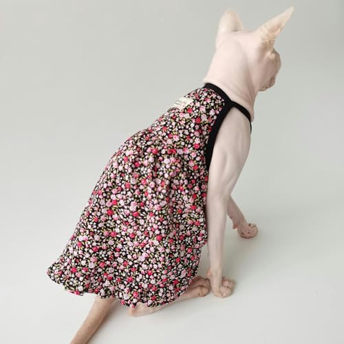 UOSIA Roupas De Gato Sem Pêlo Respirável Verão Algodão Sundress Com Impressão Floral Saia Sem Mangas
