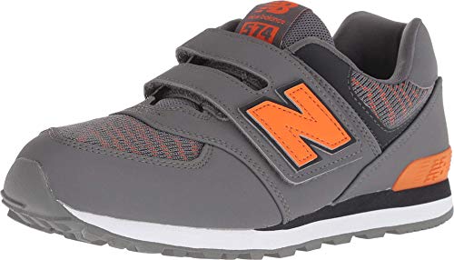 Image of New Balance Kid's 574 V1 Hook and Loop Sneaker, Castlerock /Bengal Tiger, 2 W Little Kid (4-8 Years)