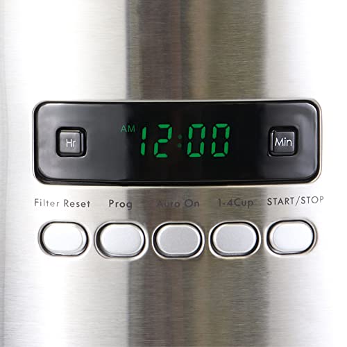 Koolatron KKCM12W AZ Kenmore Coffee Maker 12 Cup Drip Coffee Machine Reusable Filter Programmable Timer Digital Display Aroma Control Glass Carafe Charcoal Water Filter Regular Bold Stainless Steel And White thumb #4