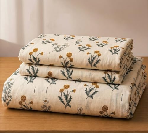 Image of Castiqa Elastic Fitted Supersoft Premium Polycotton 200TC Double Bedsheets King Size 78x72 Inch with 2 Pillow Covers (Fits Upto Mattress of 8Inches) (Cream Floral)