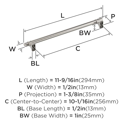 Image of Amerock Davenport 10-1 /16 inch (256mm) Center-to-Center Satin Nickel Cabinet Pull, BP36620G10