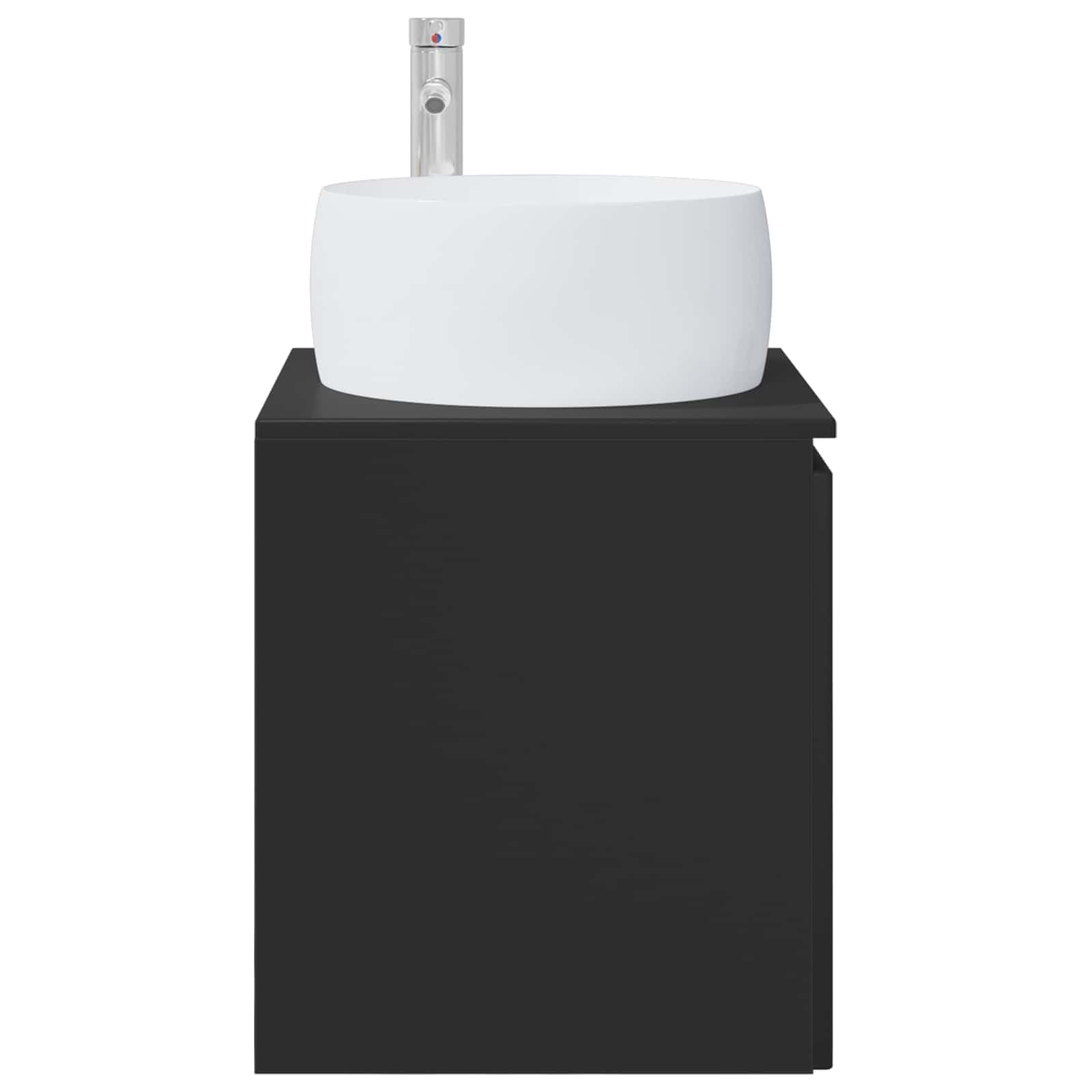 Lavabo da parete in legno nero, 49,5 x 44,5 x 66 cm, con spazio e ripiano, mobile da bagno sospeso, per bagno degli ospiti, lavandino salvaspazio con armadio e ripiano