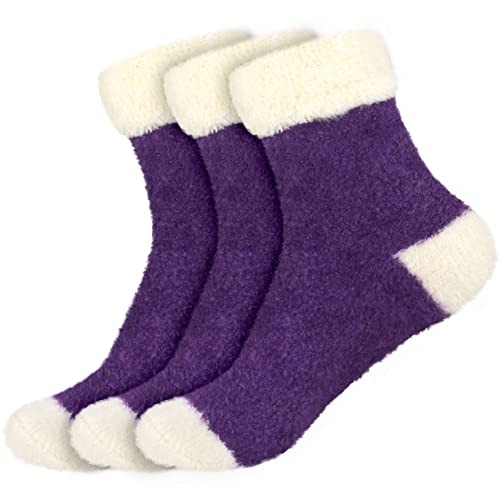 Image of BambooMN Women's Super Soft Fuzzy Socks, Polka Dot, Gradient, Snowflake, Featherlight Cuff - Assorted Colors