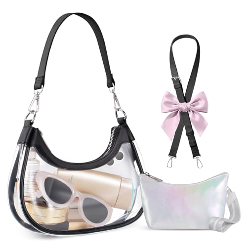 Small Clear Bag for Stadium Events, Clear Shoulder Bag for Stadium Approved with Wristlet Wallet, for Concerts Sports Events
