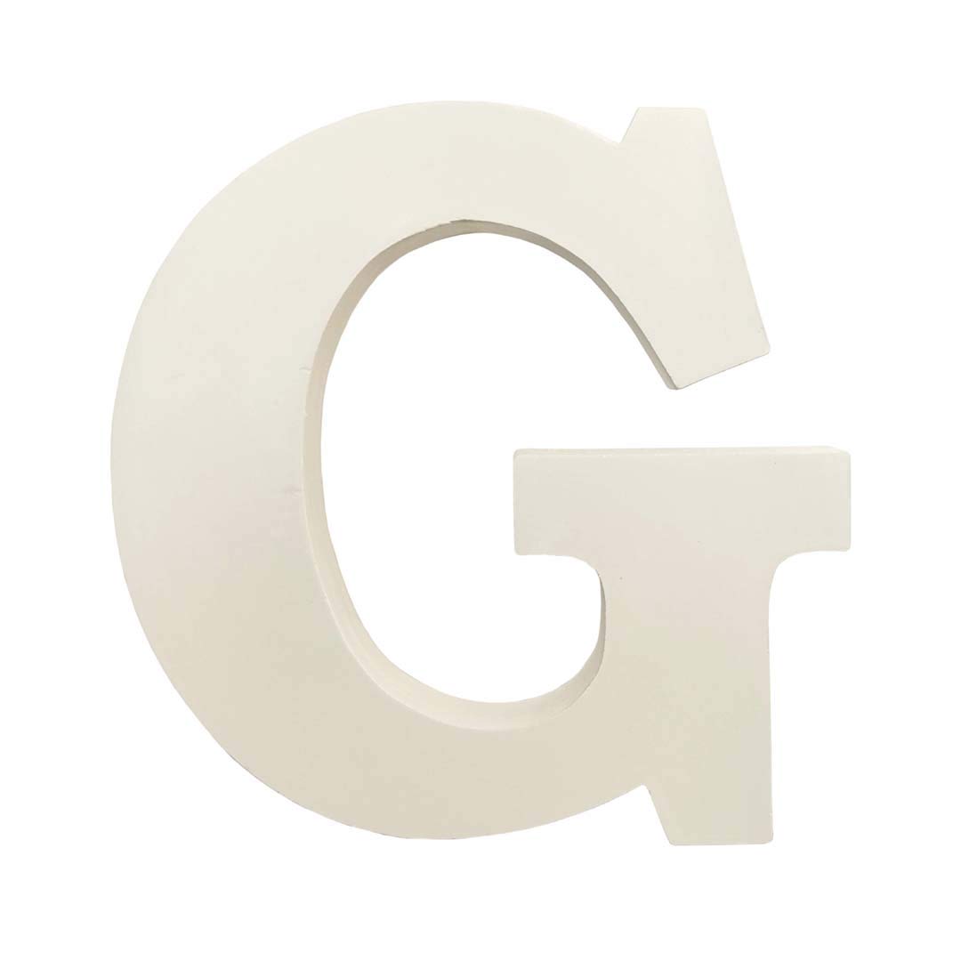 SMARTCAREWOOD 6 InchWhite Wooden G Letter- English Upper Case Alphabets Cutouts for Art and Craft Work (G_White_6 in x 25mm)