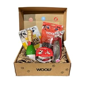 Woolf Cesta Navidad Perro – Surtido de Snacks Naturales para Perros – Productos navideños Perro