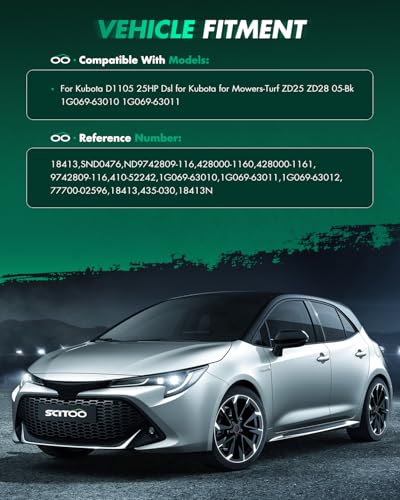 Image of SCITOO Starter Motor 1G069-63010 18413 for KUBOTA D1105 25HP Dsl for KUBOTA Mowers-Turf ZD25 ZD28 05-Bk ‎1.1kW /12 Volt CW 9-Tooth Pinion Denso PLGR