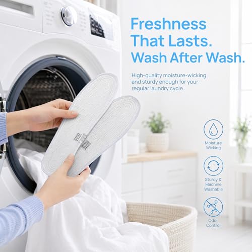 Image of 5 Pairs Shoe Inserts for Women, Handmade Soft Insoles, Washable Sweat-Absorbing Pads, All-Cotton Shoe Insoles Cuttable Footbeds for Sneakers, Flats, Crocs, Comfort for Everyday Use (men 7 / women 8.5)