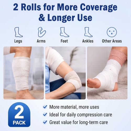 Image of 4 Rolls Foam Bandage Wrap Padding Bandage for Lymphedema Edema Compression, 54 inch x 6 inch x 1 /4 inch Open Cell Polyether Foam Medical Wrap for Wound Care Cast Padding Support Comfortable Cushioning