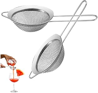 BLMHTWO 2 Pack Tea Strainer Fine Mesh Stainless Steel Small Sieve (3.15inch) with Handle Widened Edge Kitchen Colander Infuser for Loose Tea Coffee Juice Flour Spices Baking Tea Strainer