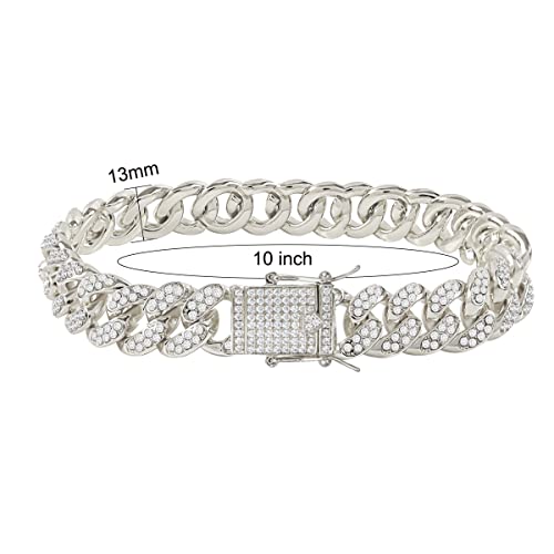 Image of Cuban Link Anklets for Women Plus Size Large Ankle Bracelets Gold Silver Rhinestone Diamond Bling Anklets Women 9 10 inch