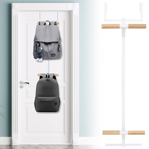 Bookbag Storage Rack, Two-Tiered Metal Backpack Over The Door Hanger, Versatile Easy Installation Sturdy Home Tower Schoolbag Storage Rack for Closet Or Bedroom